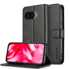 Custodia a libro in pelle di vitello con texture flip per Google Pixel 9a LC.IMEEKE (nera)