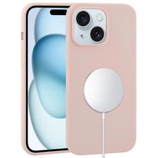 Per iPhone 15 Custodia per telefono MagSafe a copertura totale in silicone liquido (rosa sabbia)