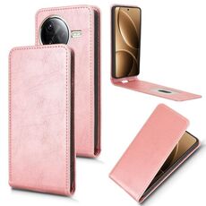 Custodia in pelle con flip verticale magnetico per Xiaomi Poco F7 Pro 5G / F7 Ultra (oro rosa)
