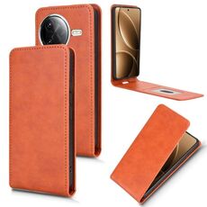 Custodia in pelle con flip verticale magnetico per Xiaomi Poco F7 Pro 5G / F7 Ultra (marrone)