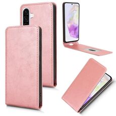 Custodia in pelle con chiusura magnetica verticale per Samsung Galaxy A56 5G (oro rosa)