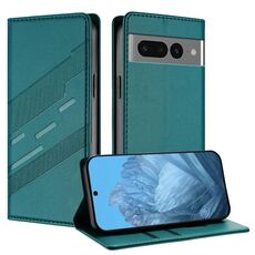 Custodia in pelle retrò con portafoglio multifunzionale in rilievo per Google Pixel 7 Pro (verde scuro)