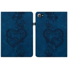 Custodia in pelle goffrata con motivo a cuori per Samsung Galaxy Tab A 10.1 2016 (blu scuro)