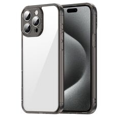 Custodia antiurto per iPhone 15 Pro in TPU ibrida per PC (nero trasparente)