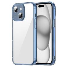 Custodia antiurto per iPhone 15 Plus in TPU ibrida per PC (blu trasparente)