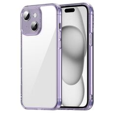 Custodia antiurto per iPhone 15 Plus in TPU ibrida per PC (viola trasparente)