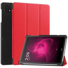 Custodia per tablet intelligente in pelle con supporto a 3 pieghe Custer Texture per T-Mobile REVVL Tab 5G (rosso)
