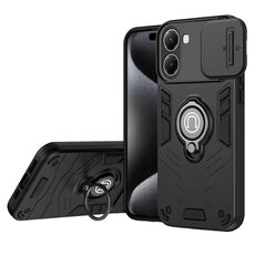 Per Xiaomi Poco X7 Pro Camshield Custodia per telefono con supporto ad anello (nero)