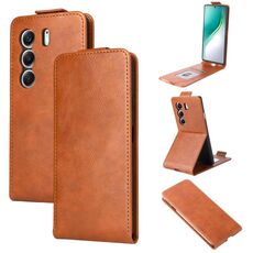Custodia in pelle con chiusura magnetica verticale per Tecno Camon 40 Pro 4G/5G (marrone)