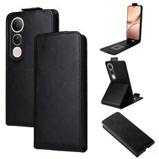 Custodia in pelle con chiusura magnetica verticale per vivo V50 Lite 5G con fibbia (nera)