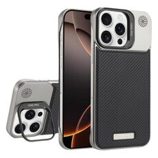 Custodia per telefono MagSafe per PC con supporto in fibra di carbonio senza cornice per iPhone 16 Pro (nero)