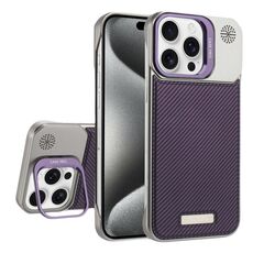 Custodia per telefono MagSafe in PC con supporto in fibra di carbonio senza cornice per iPhone 15 Pro Max (viola)