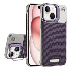 Custodia per telefono MagSafe in PC con supporto in fibra di carbonio senza cornice per iPhone 15 Plus / 14 Plus (viola)
