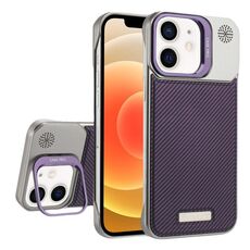 Custodia per telefono MagSafe in PC con supporto in fibra di carbonio senza cornice per iPhone 12/12 Pro (viola)