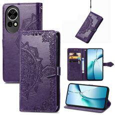 Custodia in pelle con stampa mandala e fiore per Huawei Nova 13 (viola)