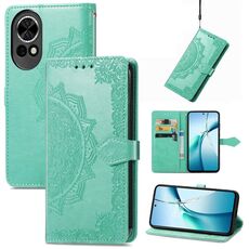 Custodia in pelle goffrata con motivo mandala floreale per Huawei Nova 13 (verde)
