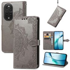 Custodia in pelle con stampa mandala floreale per Huawei Nova 13 Pro (grigio)