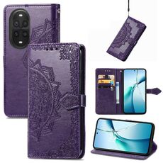 Custodia in pelle con stampa mandala e fiore per Huawei Nova 13 Pro (viola)