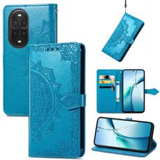 Custodia in pelle con stampa mandala e fiore per Huawei Nova 13 Pro (blu)