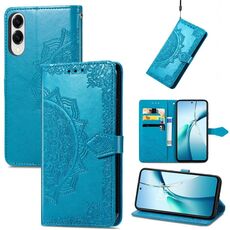Custodia in pelle con stampa mandala floreale per Samsung Galaxy S25 Edge 5G (blu)