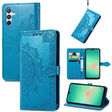 Custodia in pelle goffrata con motivo mandala floreale per Samsung Galaxy A26 (blu)