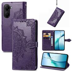 Custodia in pelle con stampa mandala floreale per Redmi Turbo 4 (viola)