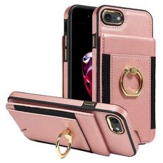 Custodia in pelle per iPhone X / XS con anello multifunzionale, con chiusura a portafoglio verticale (oro rosa)