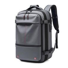Borsa a tracolla doppia espandibile per uomo, con compressione sottovuoto, per computer da viaggio breve, grande capacità, 19 pollici (grigio)