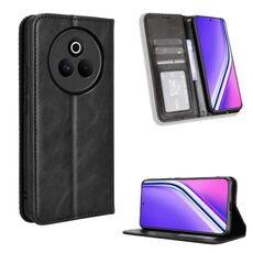 Custodia in pelle con texture retrò e fibbia magnetica per Realme P3 Pro 5G (nera)