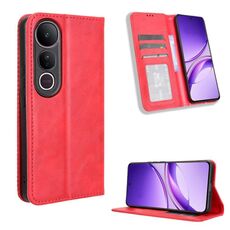 Custodia in pelle con texture retrò e fibbia magnetica per vivo V50 Lite 5G / 4G (rossa)
