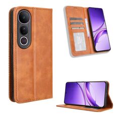 Custodia in pelle con fibbia magnetica e texture retrò per vivo V50 Lite 5G / 4G (marrone)