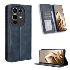 Custodia in pelle con texture retrò e fibbia magnetica per Infinix Note 50 4G / Note 50 Pro 4G (blu)