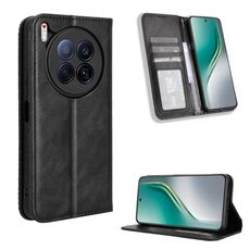 Custodia in pelle con texture retrò e fibbia magnetica per Tecno Camon 40 Premier 5G (nera)