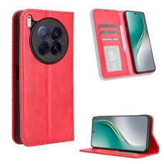 Custodia in pelle con texture retrò e fibbia magnetica per Tecno Camon 40 Premier 5G (rosso)
