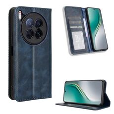 Custodia in pelle con texture retrò e fibbia magnetica per Tecno Camon 40 Premier 5G (blu)