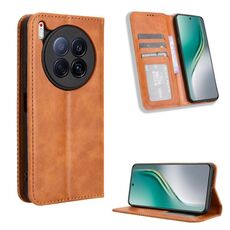 Custodia in pelle con texture retrò e fibbia magnetica per Tecno Camon 40 Premier 5G (marrone)