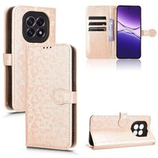 Custodia in pelle con trama a nido d'ape per OPPO F29 5G (oro)