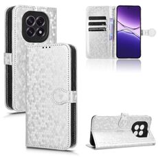 Custodia in pelle con trama a nido d'ape per OPPO F29 5G (argento)