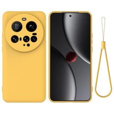 Custodia per telefono a copertura totale antiurto in silicone liquido color solido per Xiaomi 15 (giallo)