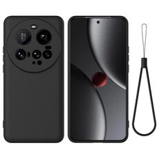 Custodia per telefono a copertura totale antiurto in silicone liquido color solido per Xiaomi 15 (nero)