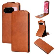 Custodia in pelle con chiusura magnetica verticale per Google Pixel 10 5G / 10 Pro 5G e fibbia (marrone)