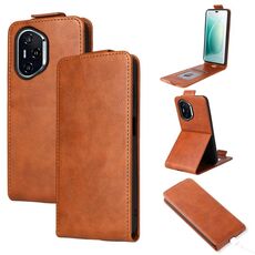 Custodia in pelle con chiusura magnetica verticale per Honor 400 con fibbia (marrone)
