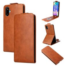 Custodia in pelle con chiusura magnetica verticale per Samsung Galaxy F06 5G / M06 5G con fibbia (marrone)