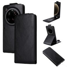 Custodia in pelle con chiusura magnetica verticale per Xiaomi 15 Ultra 5G e fibbia (nera)