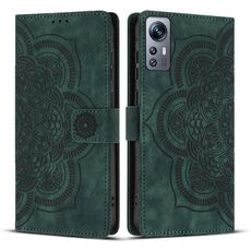 Custodia per telefono in pelle smerigliata retrò con motivo mandala in rilievo per Redmi Note 11S / 12S (verde)