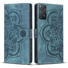 Custodia per telefono in pelle smerigliata retrò con motivo mandala in rilievo per Redmi Note 11 Pro 4G / 5G (blu)