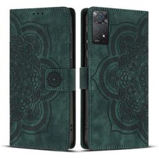 Custodia per telefono in pelle smerigliata retrò con motivo mandala in rilievo per Redmi Note 11 Pro 4G / 5G (verde)