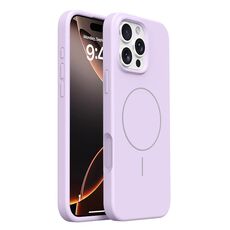 Custodia MagSafe in silicone liquido Burom con pulsanti integrati per iPhone 16 Pro (viola)