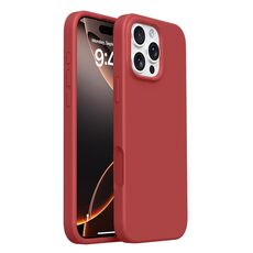Custodia in silicone liquido con pulsanti integrati per iPhone 16 Pro (rosso bordeaux)