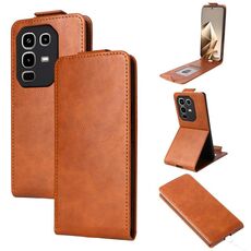 Custodia in pelle con chiusura magnetica verticale per Infinix Note 50 4G / Note 50 Pro 4G con fibbia (marrone)